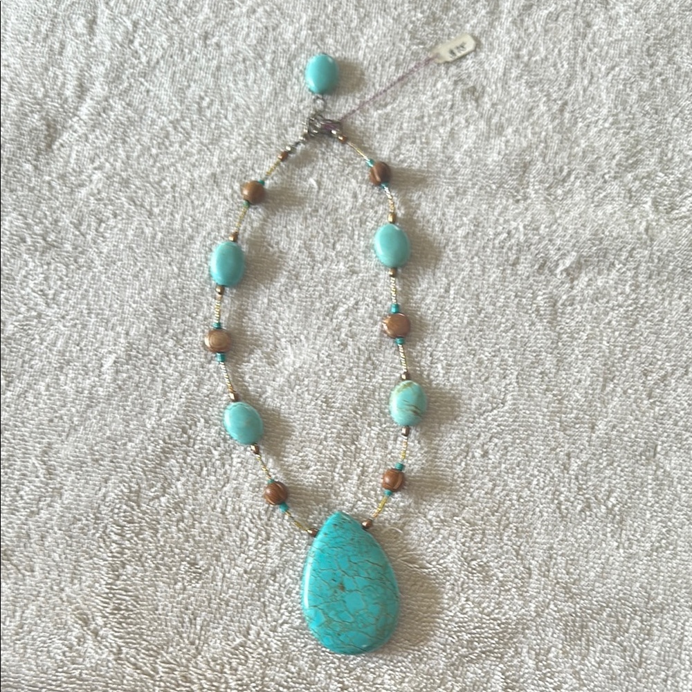 Turquoise and Brown Beaded Necklace
